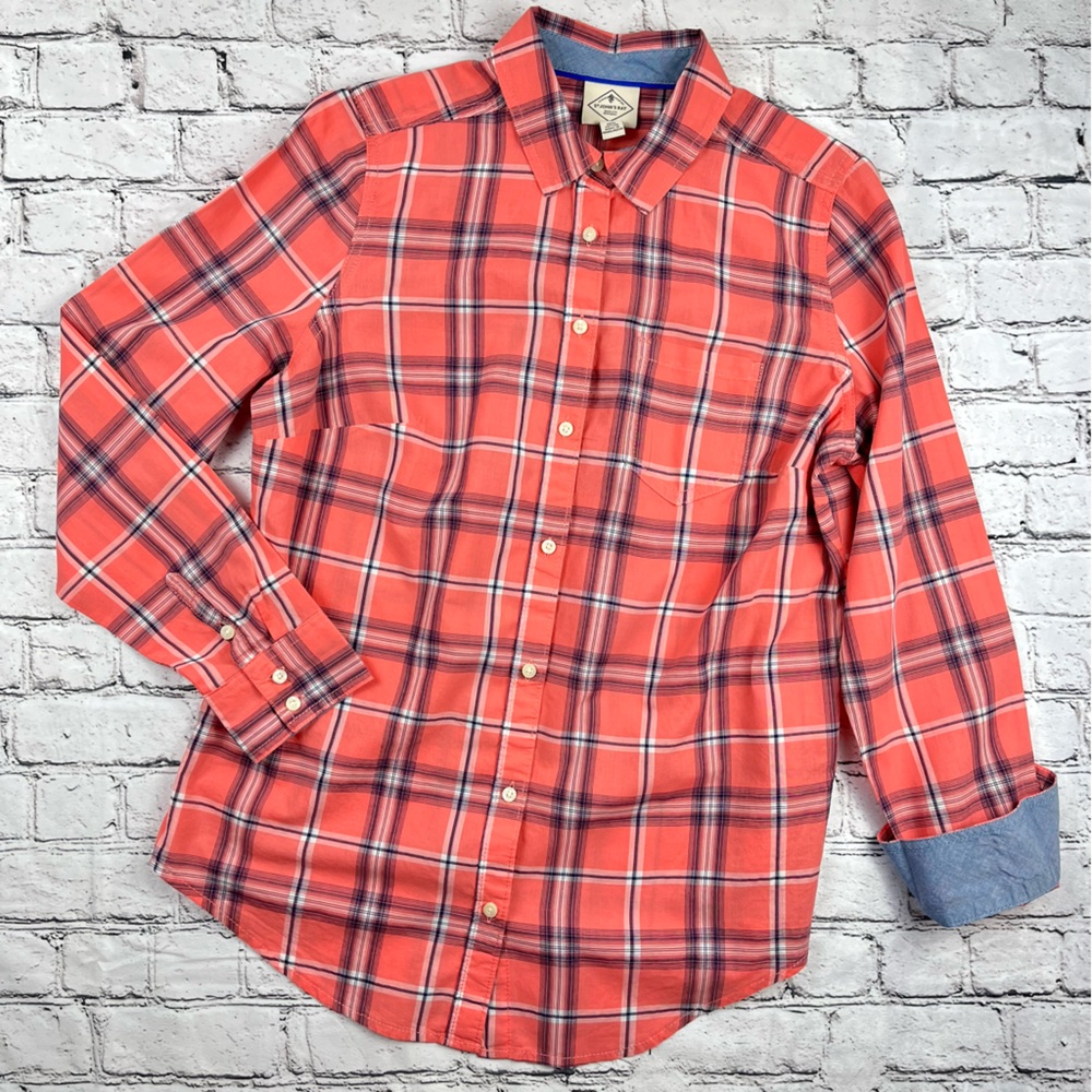 St John's Bay Plaid Button Down Top S